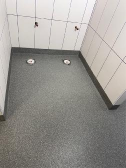 Epoxy Flake Flooring Installation Commercial Bathroom