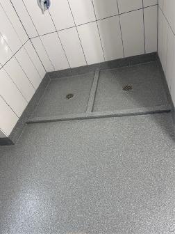 Epoxy Flake Flooring Installation Commercial Bathroom