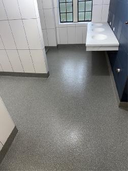Epoxy Flake Flooring Installation Commercial Bathroom