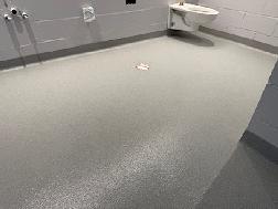 Commercial bathroom flooring installation