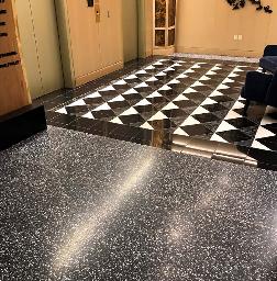 Custom Checkerboard Terrazzo Floor Installation